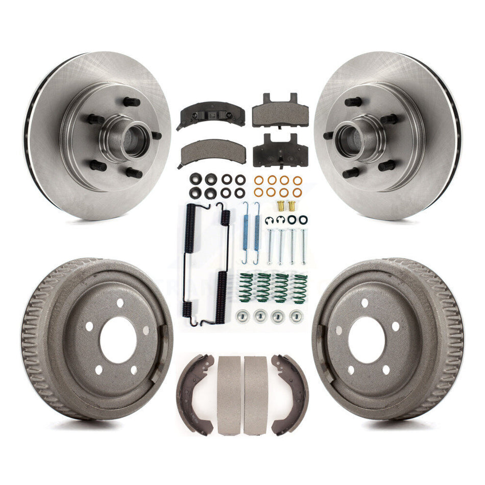 Front Rear Disc Brake Rotors Hub Assembly Ceramic Pads And Drum Kit (7Pc) For 1988-1991 C1500 Chevrolet GMC K8T-102559