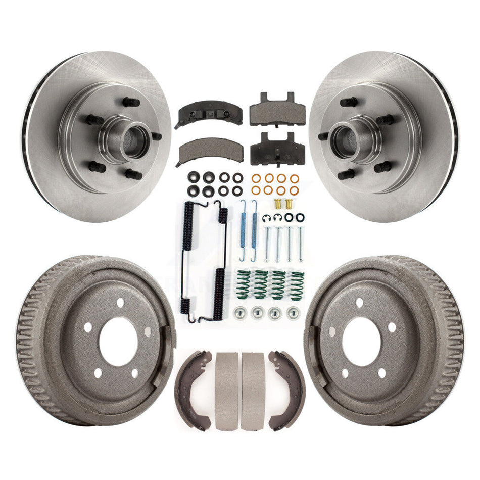 Front Rear Disc Brake Rotors Hub Assembly Ceramic Pads And Drum Kit (7Pc) For 1988-1991 C1500 Chevrolet GMC K8T-102559