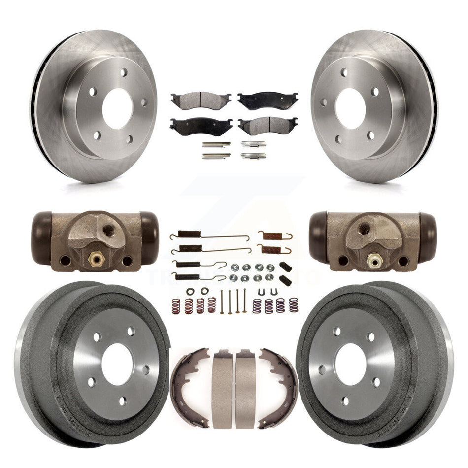 Front Rear Disc Brake Rotors Ceramic Pads And Drum Kit (9Pc) For 2000-2001 Dodge Ram 1500 4WD K8T-102577