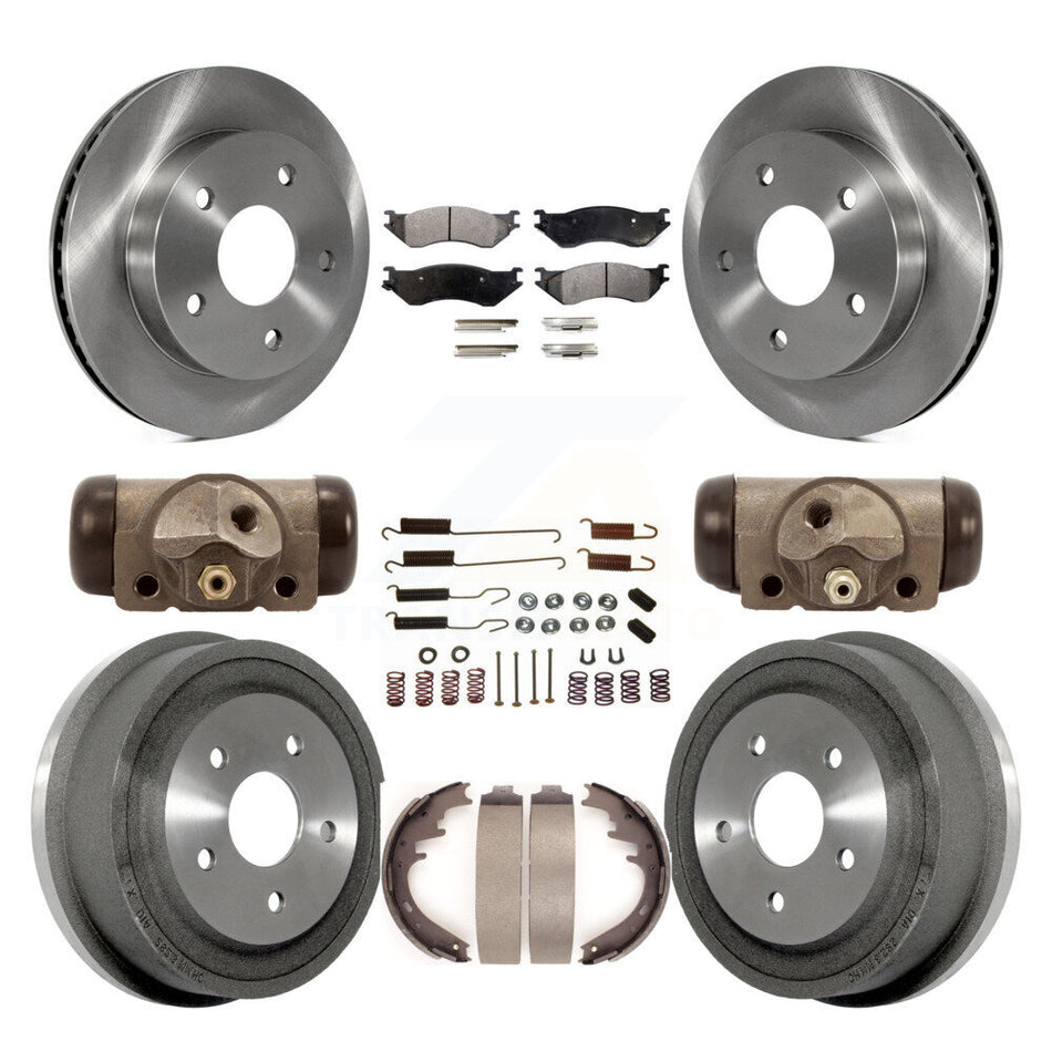 Front Rear Disc Brake Rotors Ceramic Pads And Drum Kit (9Pc) For 2000-2001 Dodge Ram 1500 RWD K8T-102578