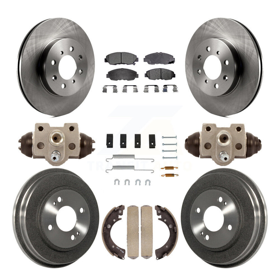 Front Rear Disc Brake Rotors Ceramic Pads And Drum Kit (9Pc) For Honda Civic K8T-102586