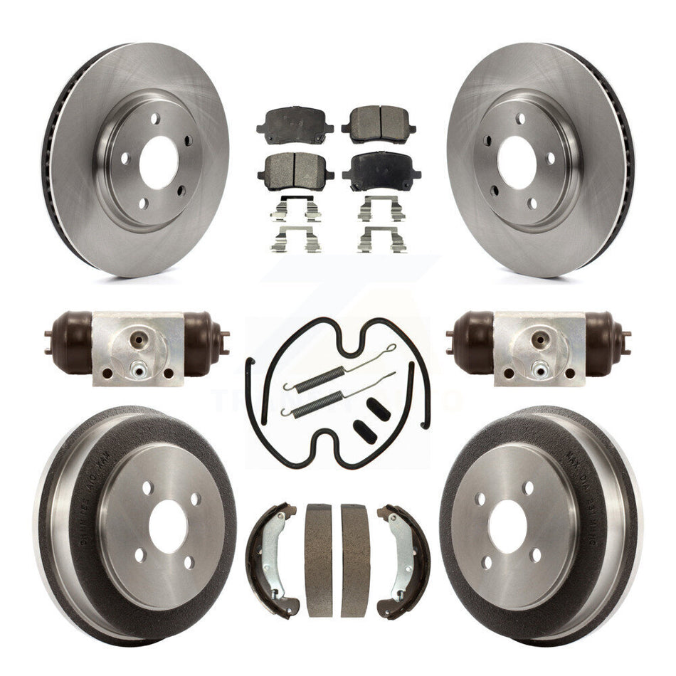 Front Rear Disc Brake Rotors Ceramic Pads And Drum Kit (9Pc) For 2006 Pontiac Pursuit With Brakes K8T-102640