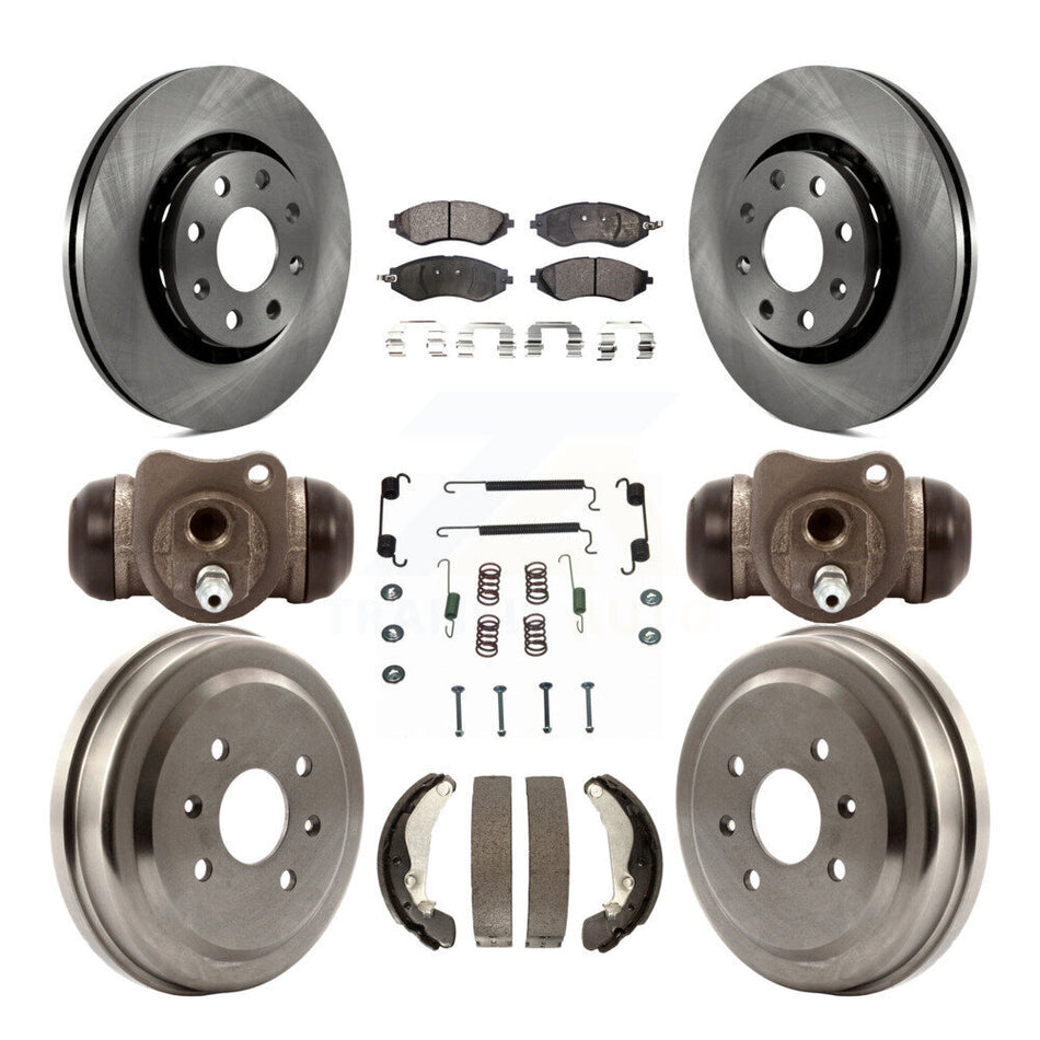 Front Rear Disc Brake Rotors Ceramic Pads And Drum Kit (9Pc) For Chevrolet Aveo Spark Aveo5 Pontiac G3 Suzuki Wave Wave5 Swift+ K8T-102642