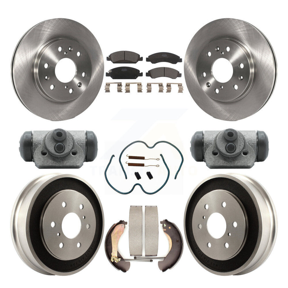 Front Rear Disc Brake Rotors Ceramic Pads And Drum Kit (9Pc) For Chevrolet Silverado 1500 GMC Sierra Classic K8T-102645