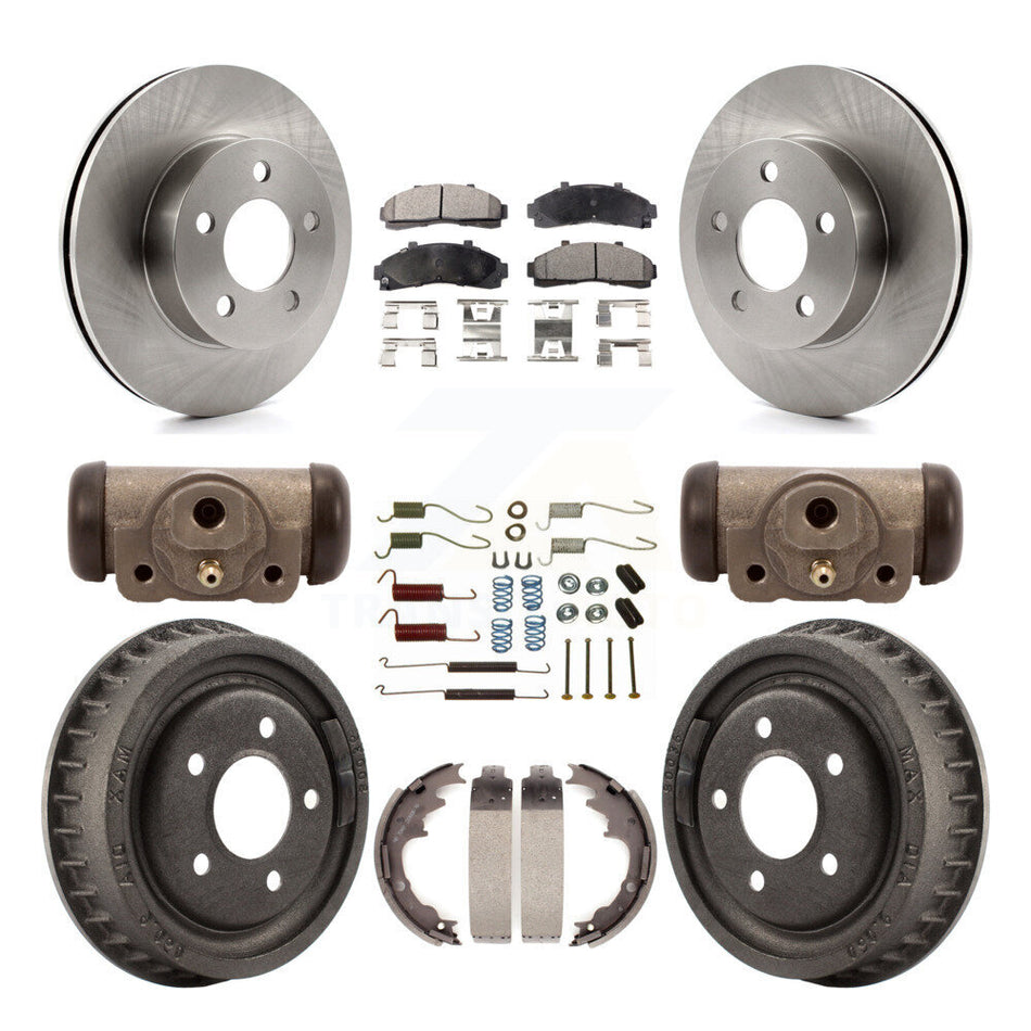 Front Rear Disc Brake Rotors Ceramic Pads And Drum Kit (9Pc) For 2001-2002 Ford Ranger 4WD With 9" Diameter K8T-102659
