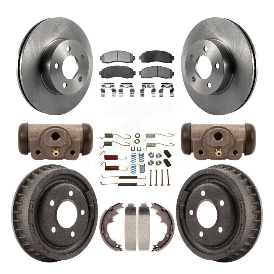 Front Rear Disc Brake Rotors Ceramic Pads And Drum Kit (9Pc) For 2004-2009 Ford Ranger 4WD With 9" Diameter K8T-102665
