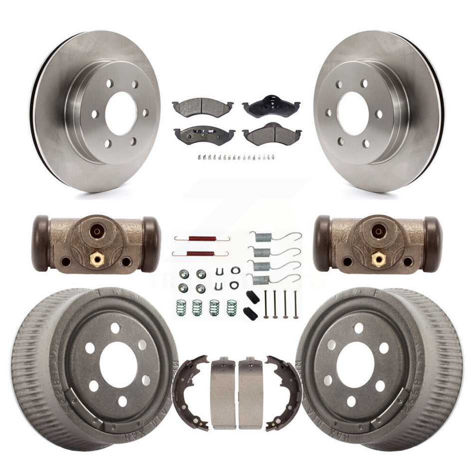 Front Rear Disc Brake Rotors Ceramic Pads And Drum Kit (9Pc) For 2000-2002 Dodge Dakota With 9" Diameter K8T-102674