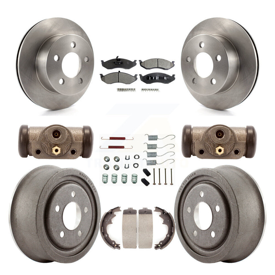 Front Rear Disc Brake Rotors Ceramic Pads And Drum Kit (9Pc) For Jeep Wrangler TJ K8T-102676