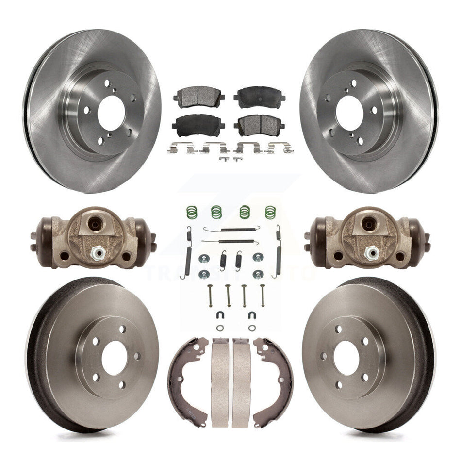 Front Rear Disc Brake Rotors Ceramic Pads And Drum Kit (9Pc) For 1998-2002 Subaru Forester 4-Wheel ABS K8T-102702