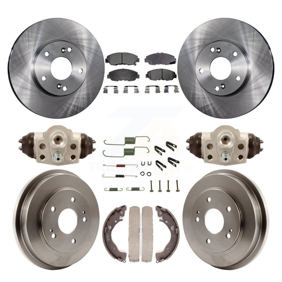 Front Rear Disc Brake Rotors Ceramic Pads And Drum Kit (9Pc) For 2011 Honda Civic GX K8T-102704