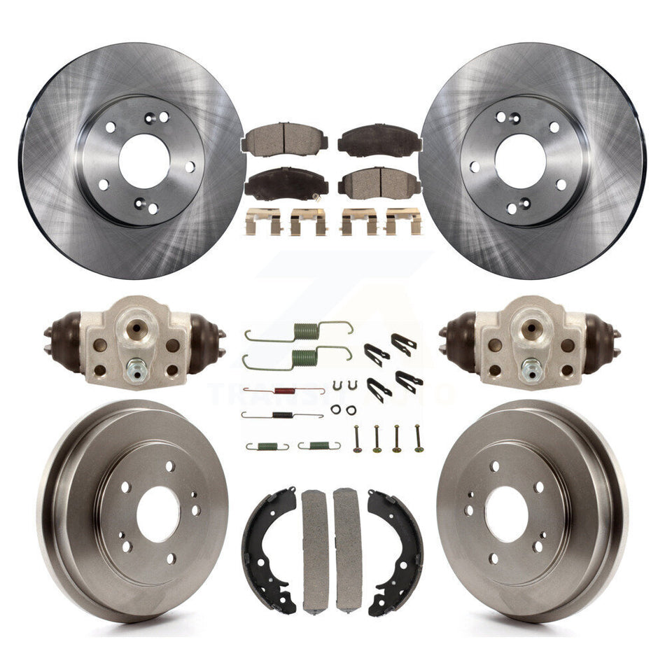 Front Rear Disc Brake Rotors Ceramic Pads And Drum Kit (9Pc) For Honda Civic GX K8T-102705