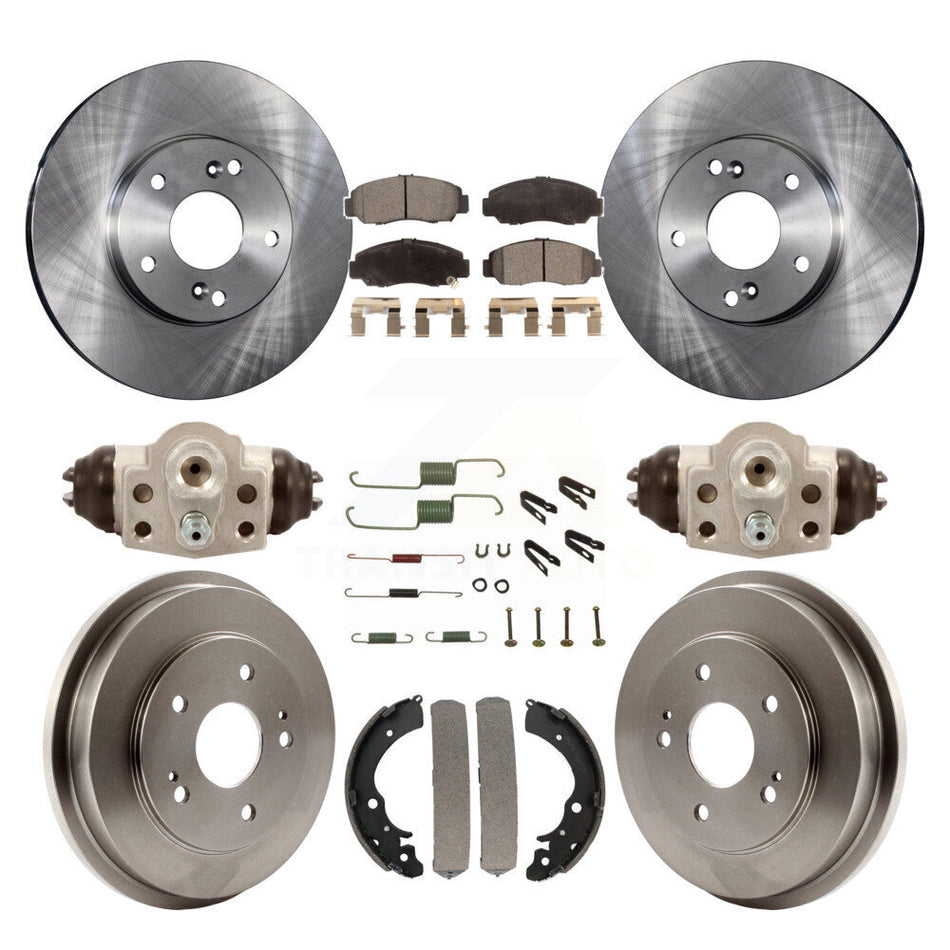 Front Rear Disc Brake Rotors Ceramic Pads And Drum Kit (9Pc) For Honda Civic GX K8T-102705