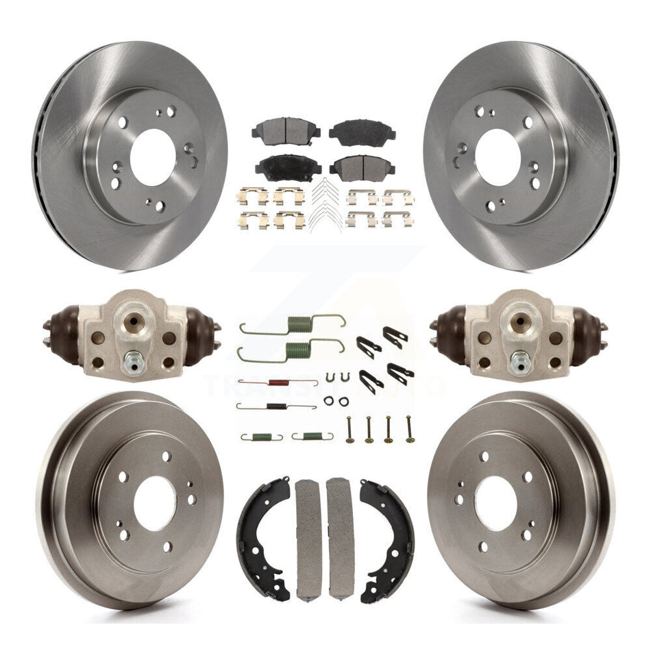Front Rear Disc Brake Rotors Ceramic Pads And Drum Kit (9Pc) For 2006-2008 Honda Civic Hybrid K8T-102711