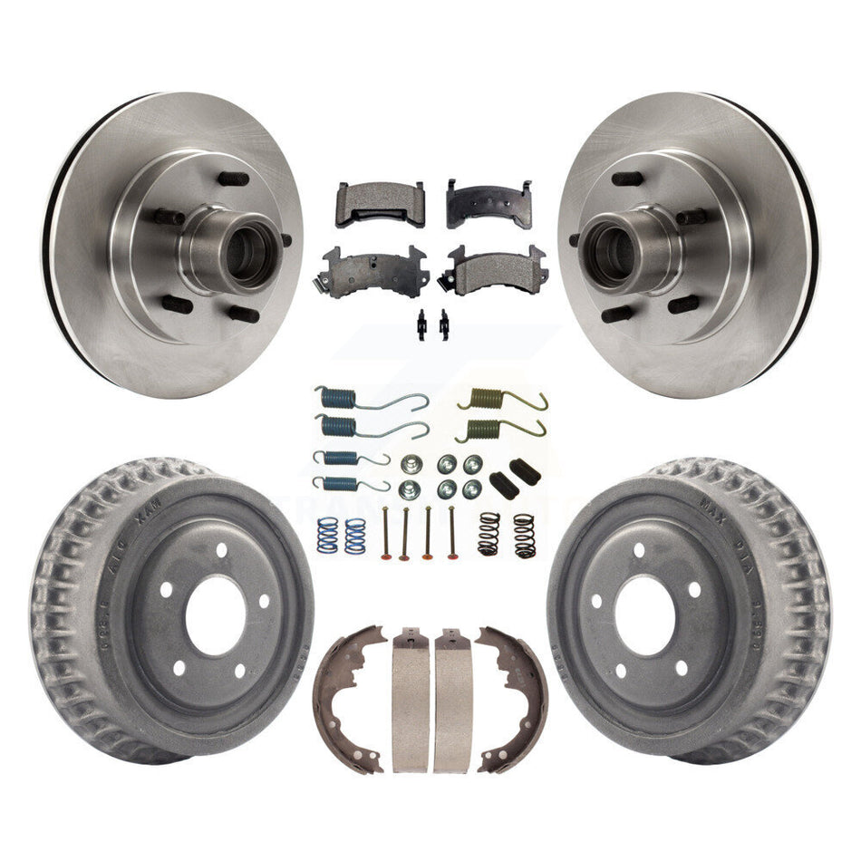 Front Rear Disc Brake Rotors Hub Assembly Ceramic Pads And Drum Kit (7Pc) For 1991-1991 GMC Sonoma Chevrolet S10 Blazer S15 Jimmy With ABS Tone Ring RWD K8T-102728