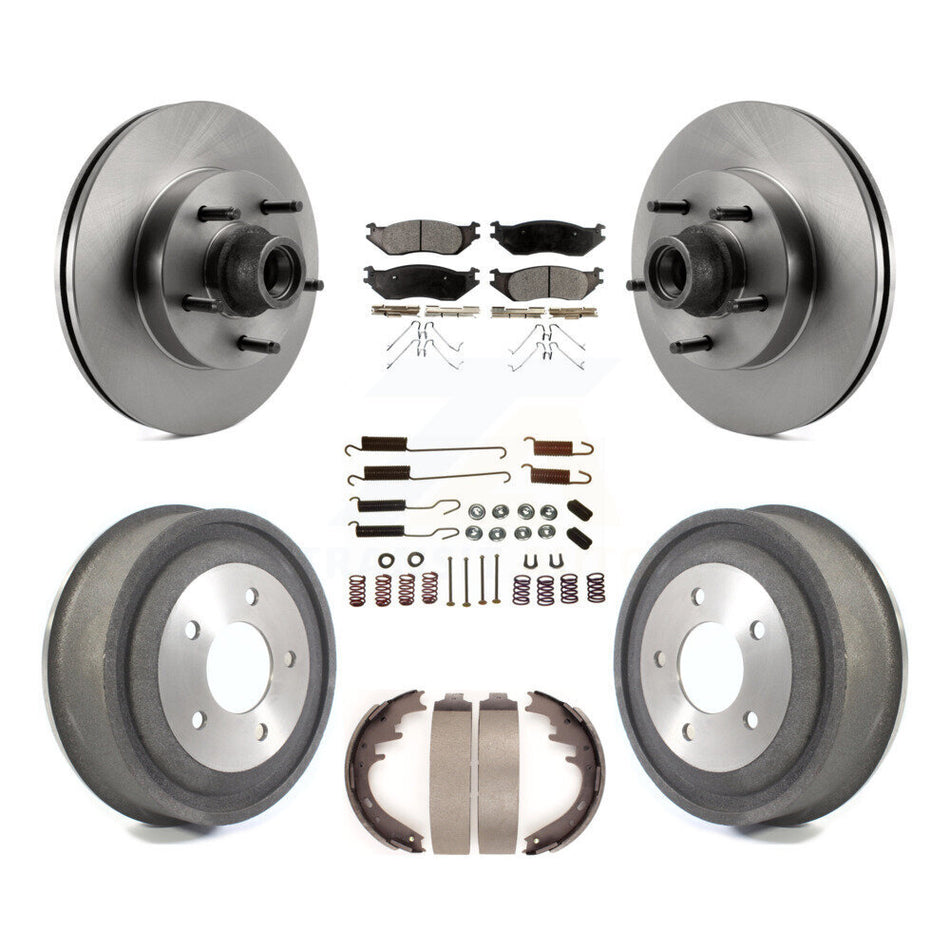 Front Rear Disc Brake Rotors Hub Assembly Ceramic Pads And Drum Kit (7Pc) For 2004 Ford E-150 K8T-102731