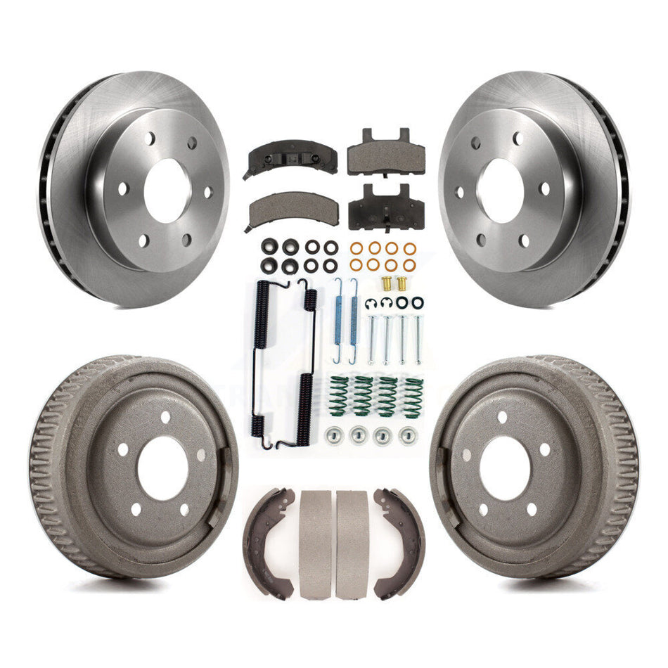 Front Rear Disc Brake Rotors Ceramic Pads And Drum Kit (7Pc) For GMC Yukon 4WD With 10" Diameter 5 Lug Wheels K8T-102757