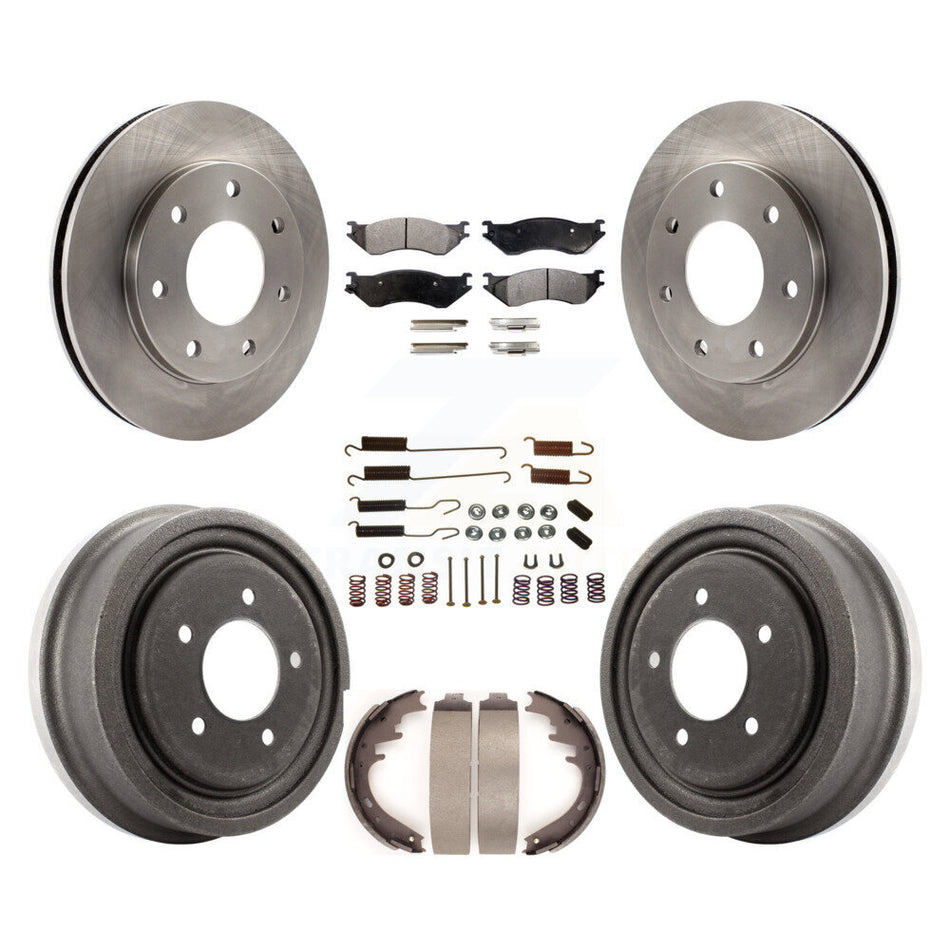 Front Rear Disc Brake Rotors Ceramic Pads And Drum Kit (7Pc) For 1999 Ford F-150 4WD With 7 Lug Wheels K8T-102760