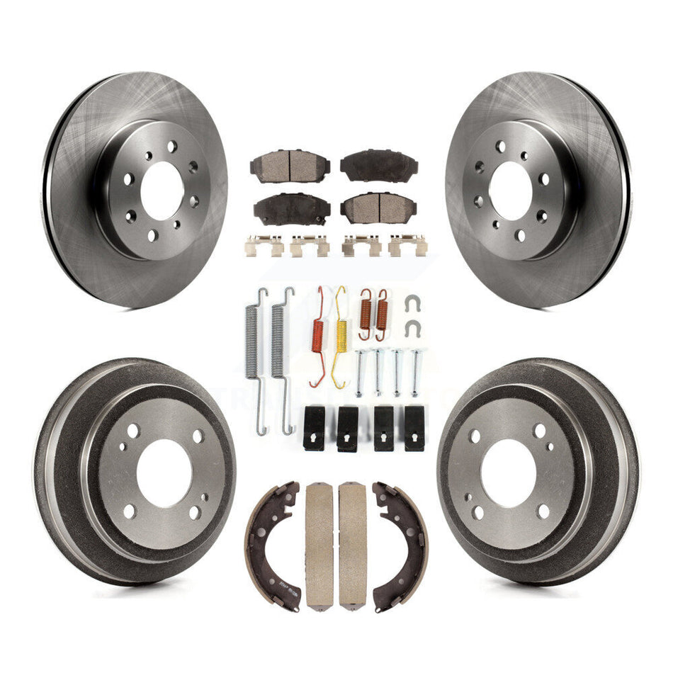 Front Rear Disc Brake Rotors Ceramic Pads And Drum Kit (7Pc) For 1994 Honda Civic EX with 2 doors Coupe Manual transmission K8T-102791