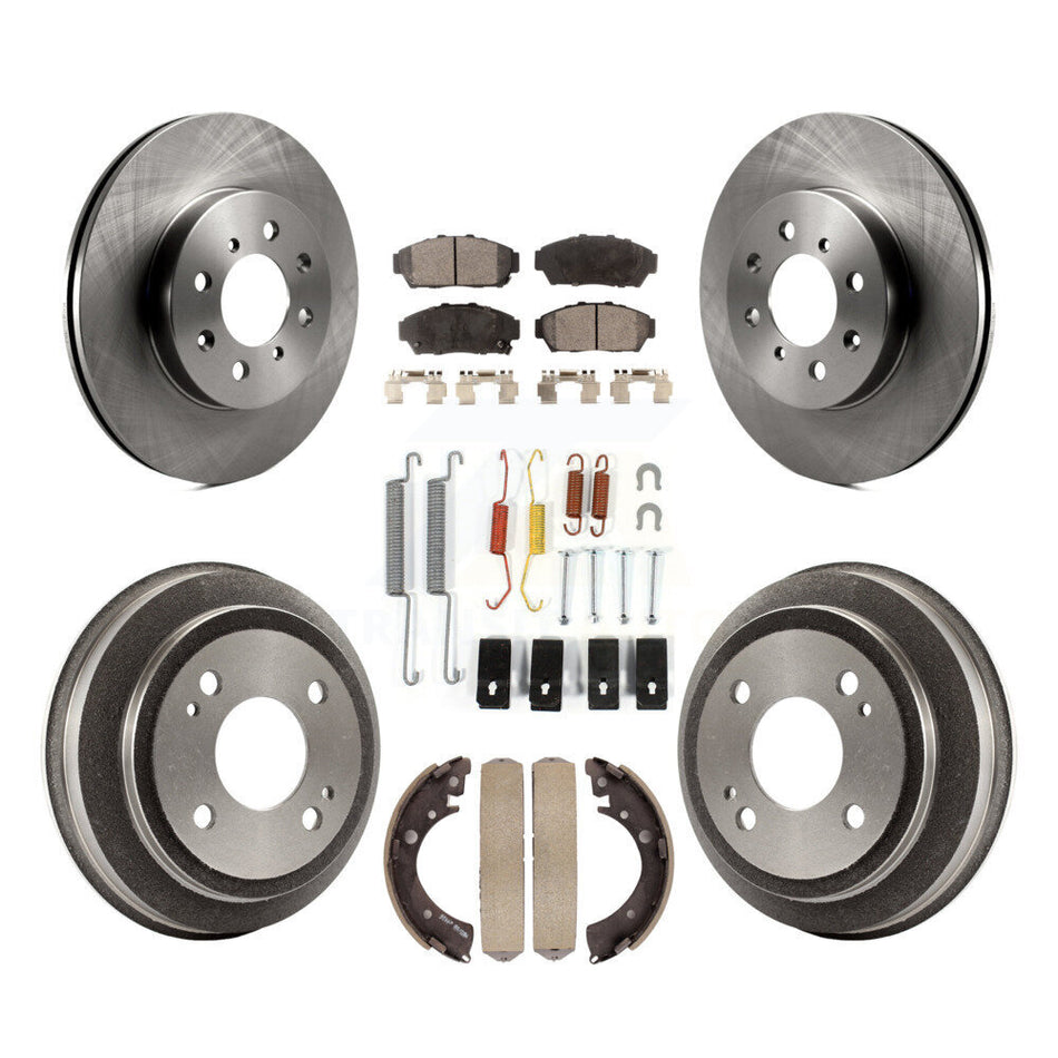Front Rear Disc Brake Rotors Ceramic Pads And Drum Kit (7Pc) For 1994 Honda Civic EX with 2 doors Coupe Manual transmission K8T-102791