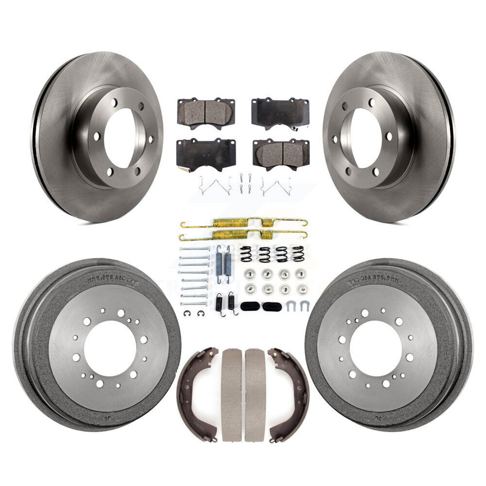Front Rear Disc Brake Rotors Ceramic Pads And Drum Kit (7Pc) For 2000-2002 Toyota Tundra 5.3" Plate Length K8T-102815