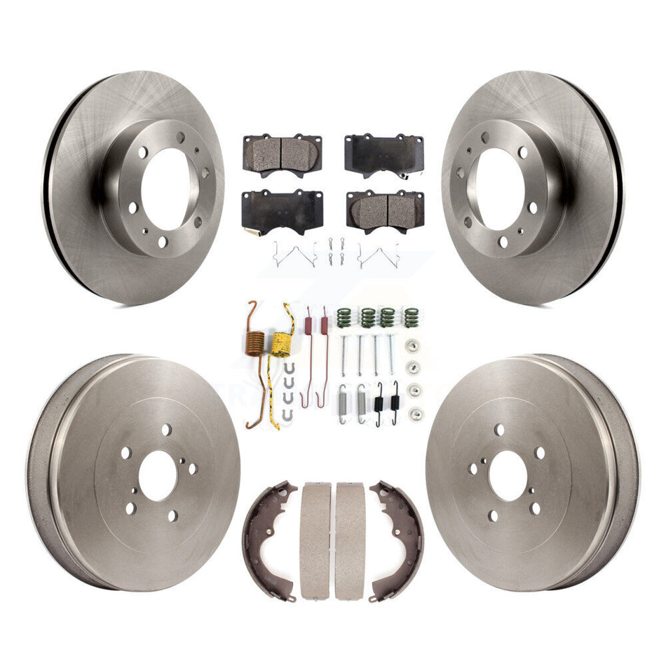 Front Rear Disc Brake Rotors Ceramic Pads And Drum Kit (7Pc) For 2015 Toyota Tacoma RWD With 6 Lug Wheels K8T-102833