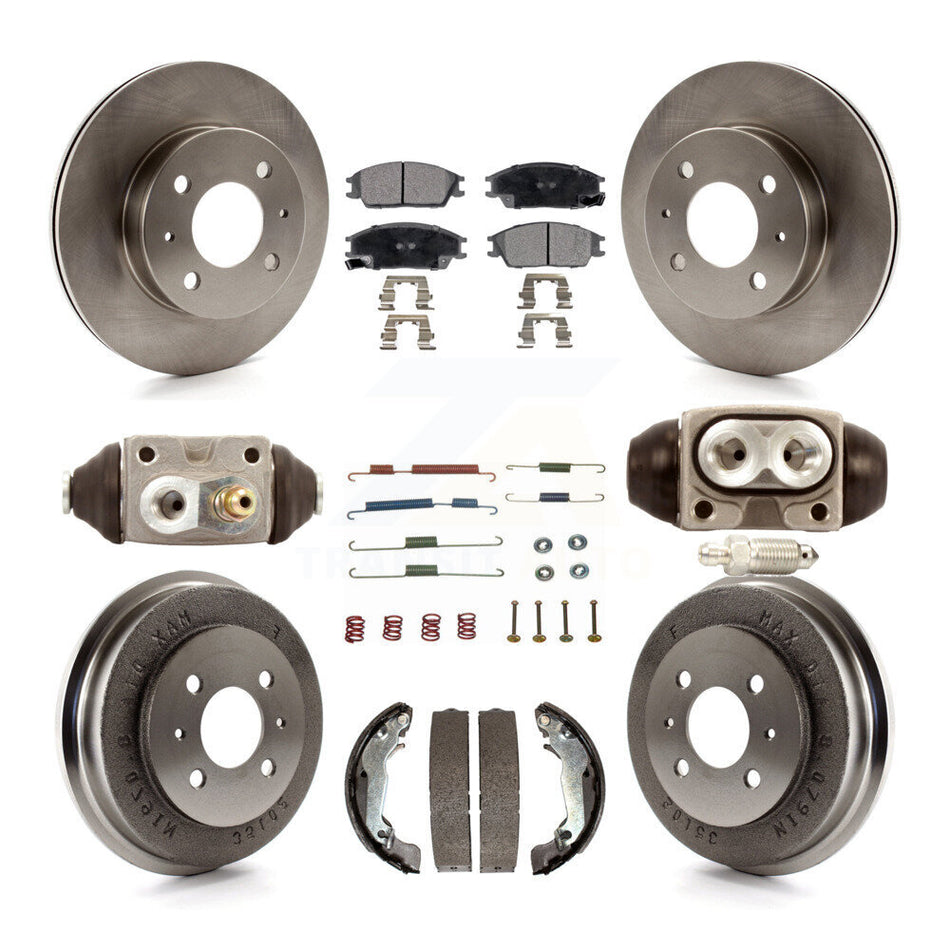 Front Rear Disc Brake Rotors Ceramic Pads And Drum Kit (9Pc) For 2003-2005 Hyundai Accent K8T-102971
