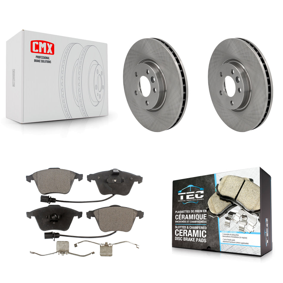 Front Disc Brake Rotors And Ceramic Pads Kit For Volkswagen CC With 340mm Diameter Rotor K8T-103054