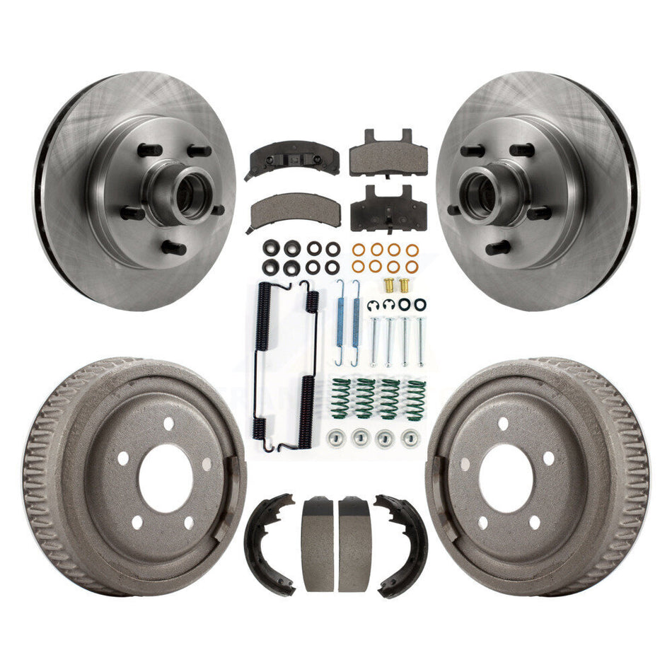 Front Rear Disc Brake Rotors Hub Assembly Ceramic Pads And Drum Kit (7Pc) For 1997-1999 Chevrolet C1500 Suburban GAS engine With 10" Diameter K8T-103177