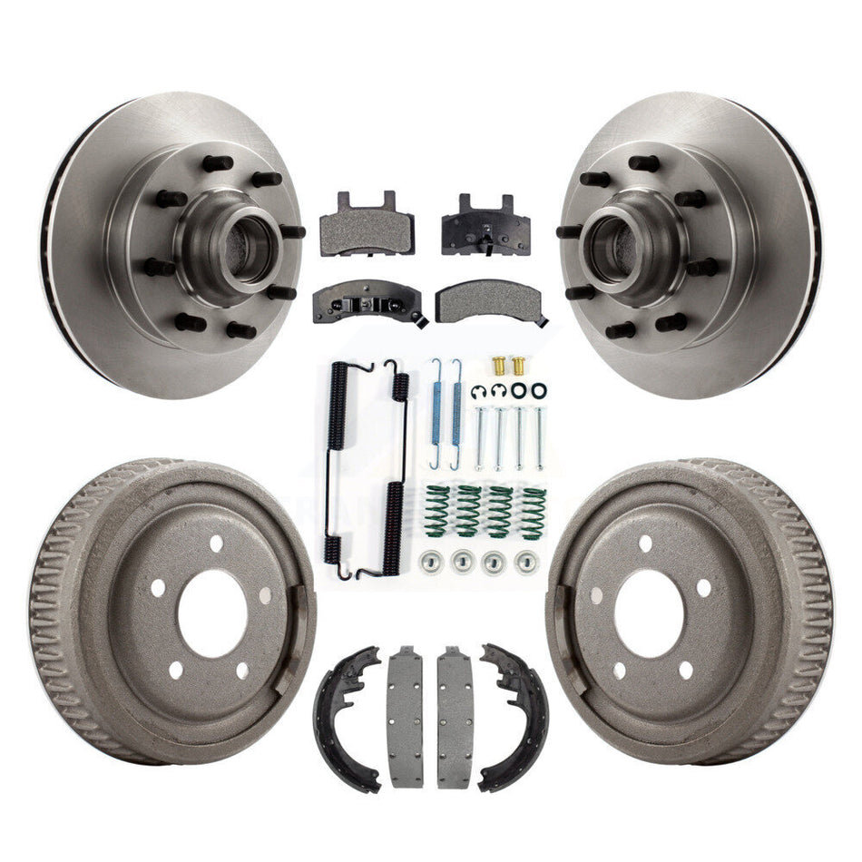 Front Rear Disc Brake Rotors Hub Assembly Ceramic Pads And Drum Kit (7Pc) For 1998-1999 Chevrolet C1500 Suburban DIESEL engine With 10" Diameter K8T-103178