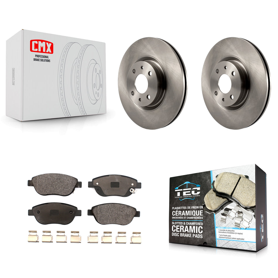 Front Disc Brake Rotors And Ceramic Pads Kit For 2012-2017 Fiat 500 Turbocharged with GAS engine K8T-103212