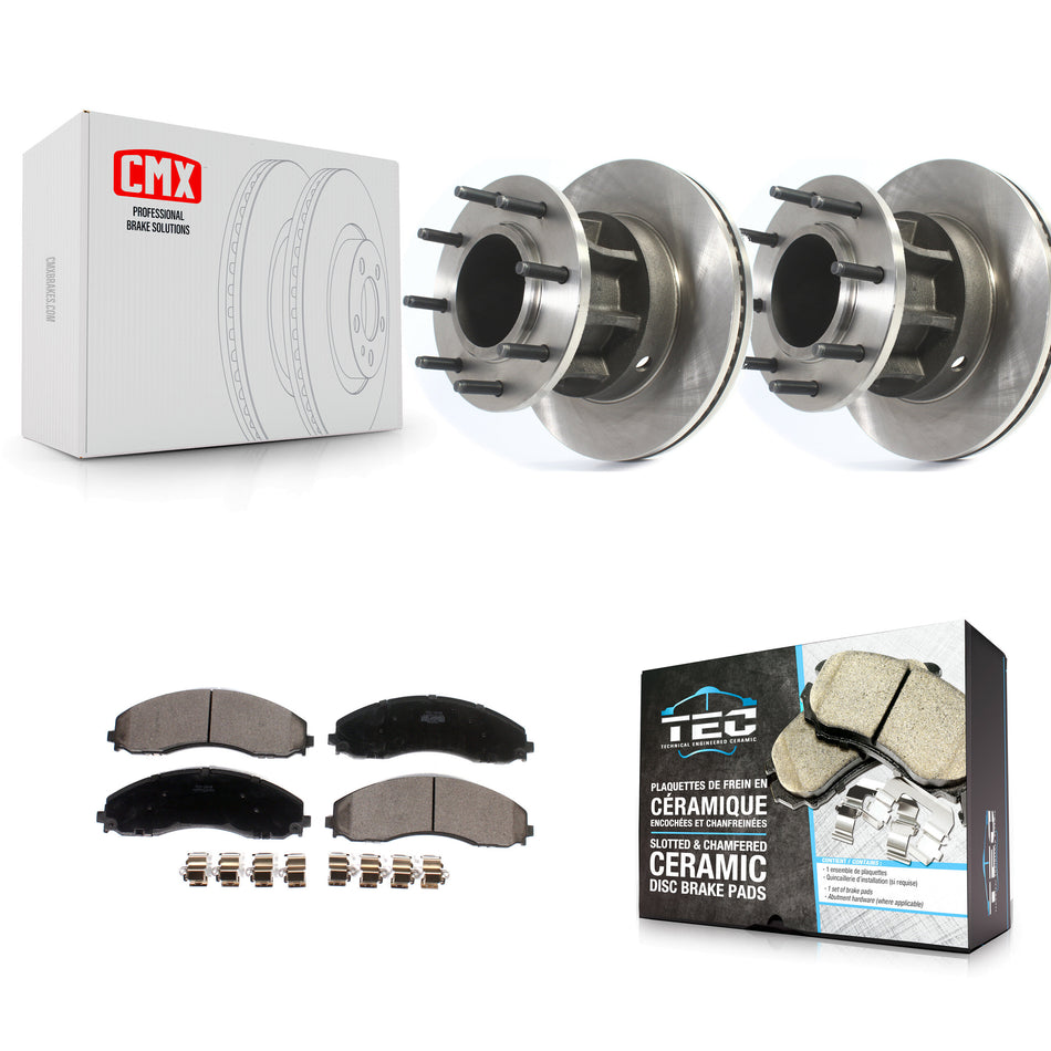 Front Disc Brake Rotors Hub Assembly And Ceramic Pads Kit For Ford F-450 Super Duty F-550 4 X 2 K8T-103253