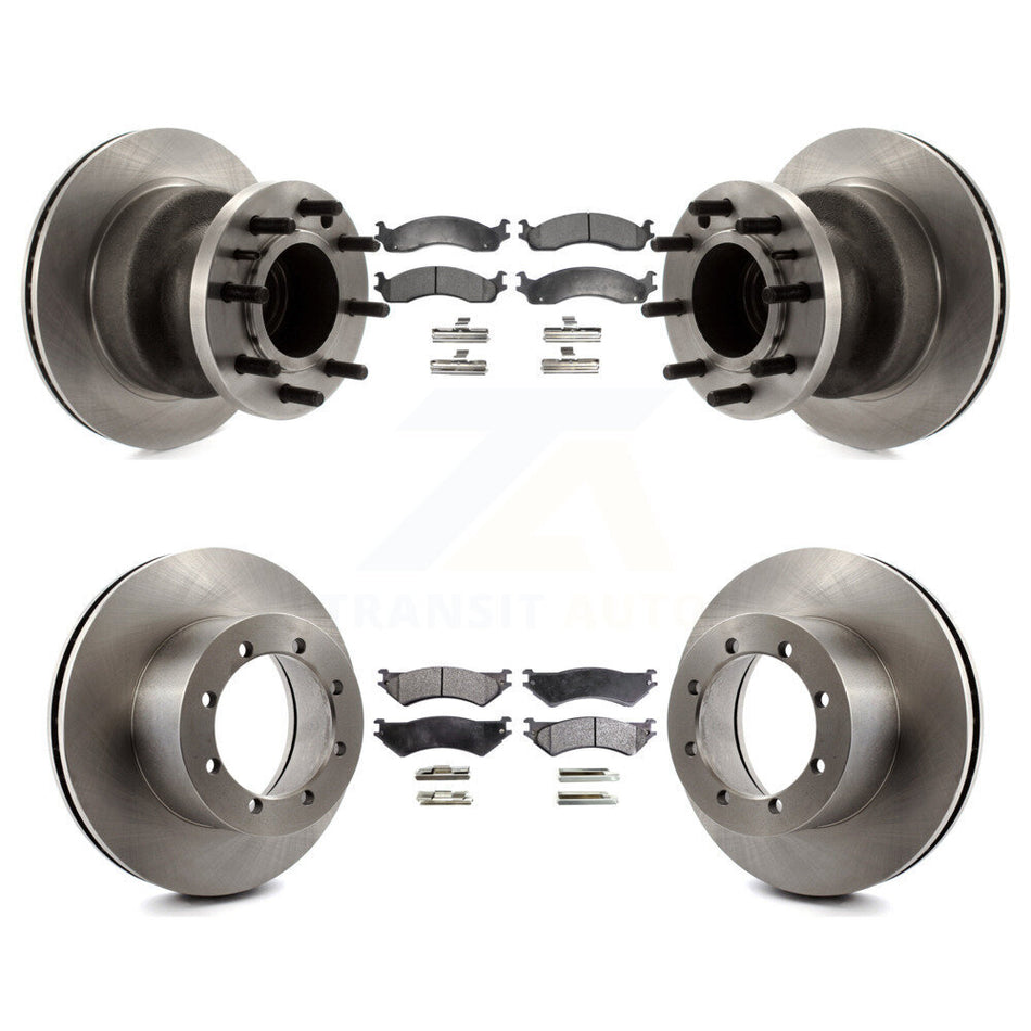Front Rear Disc Brake Rotors And Ceramic Pads Kit For 1999-2001 Ford E-350 Super Duty With Dual Wheels Driveline Mounted Parking K8T-103328