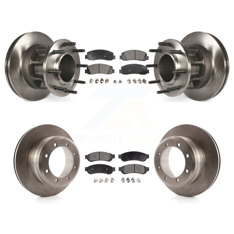 Front Rear Disc Brake Rotors And Ceramic Pads Kit For 2012 Ford F-350 Super Duty RWD With Dual Wheels K8T-103360
