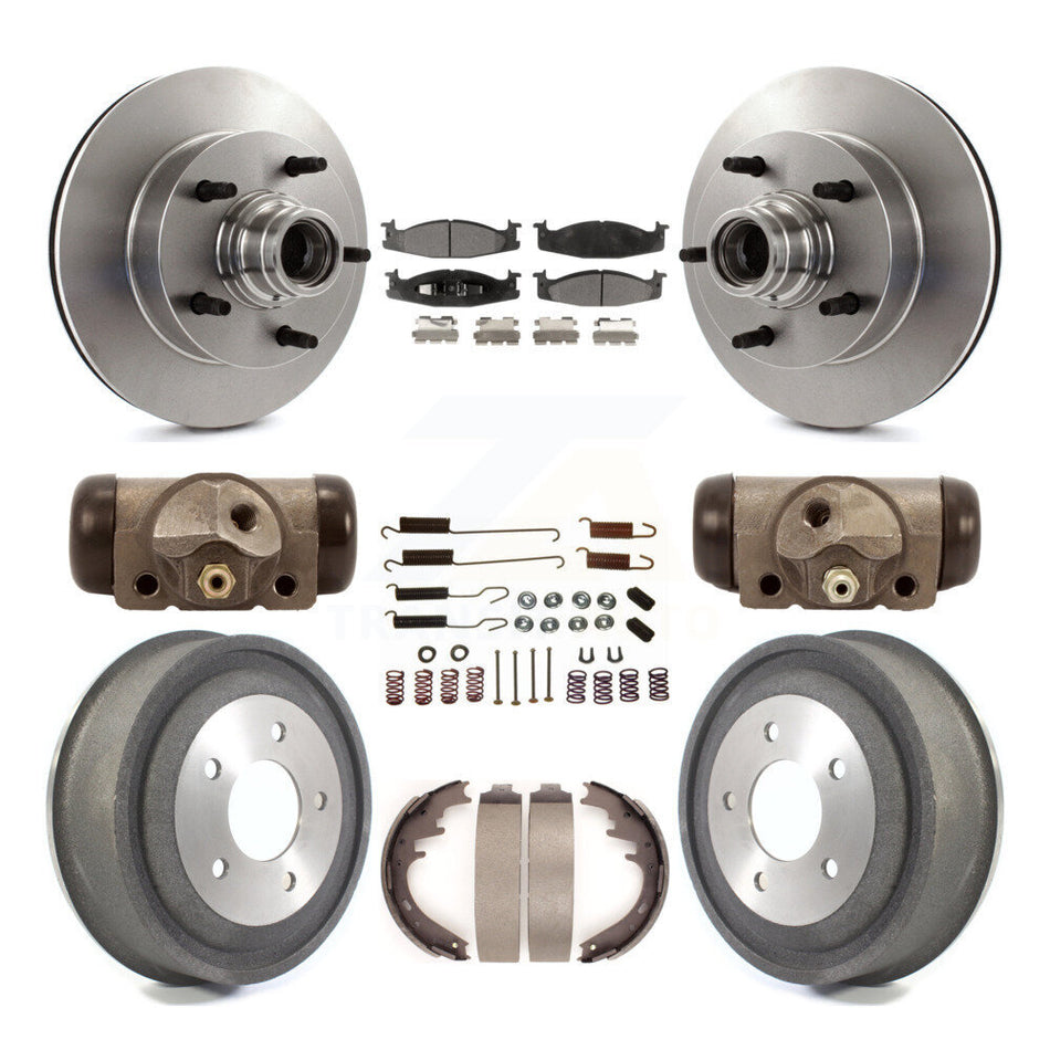 Front Rear Disc Brake Rotors Ceramic Pads And Drum Kit (9Pc) For 2000-2001 Ford E-150 Econoline 2-Wheel ABS K8T-103477