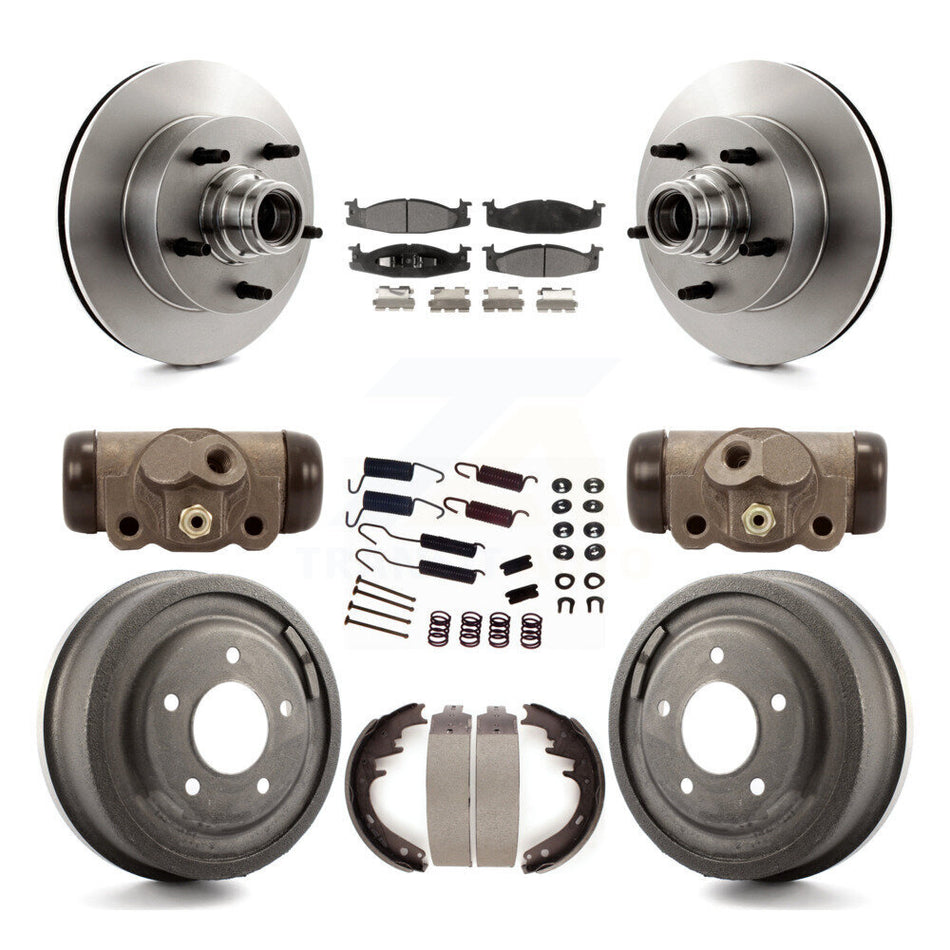 Front Rear Disc Brake Rotors Ceramic Pads And Drum Kit (9Pc) For Ford E-150 Econoline Club Wagon 15/16" Bore K8T-103480