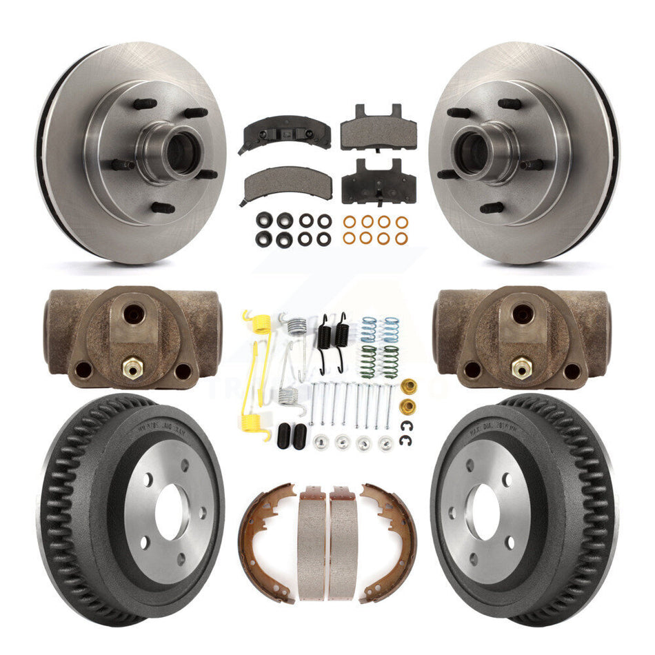 Front Rear Disc Brake Rotors Ceramic Pads And Drum Kit (9Pc) For 1994-1999 Dodge Ram 1500 RWD K8T-103489