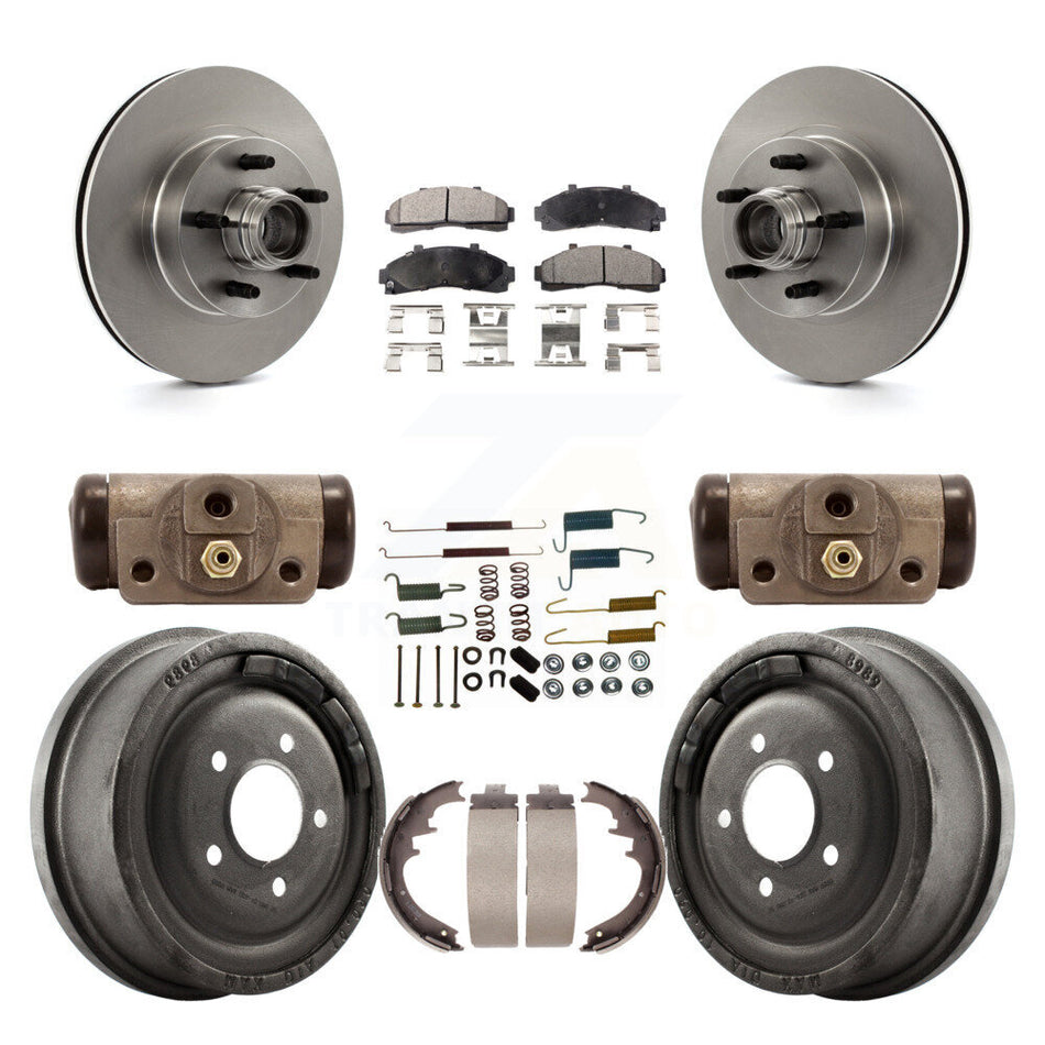 Front Rear Disc Brake Rotors Ceramic Pads And Drum Kit (9Pc) For Ford Ranger With 10" Diameter K8T-103492
