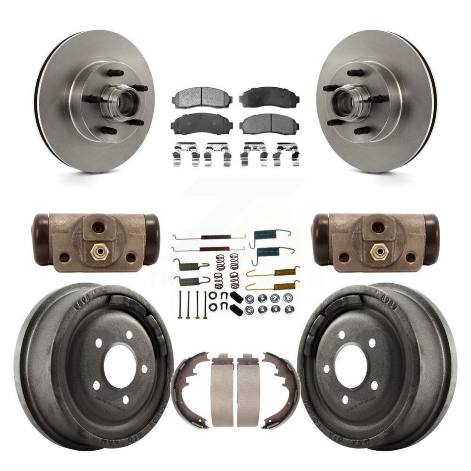 Front Rear Disc Brake Rotors Ceramic Pads And Drum Kit (9Pc) For 2006-2009 Ford Ranger RWD With 10" Diameter K8T-103500