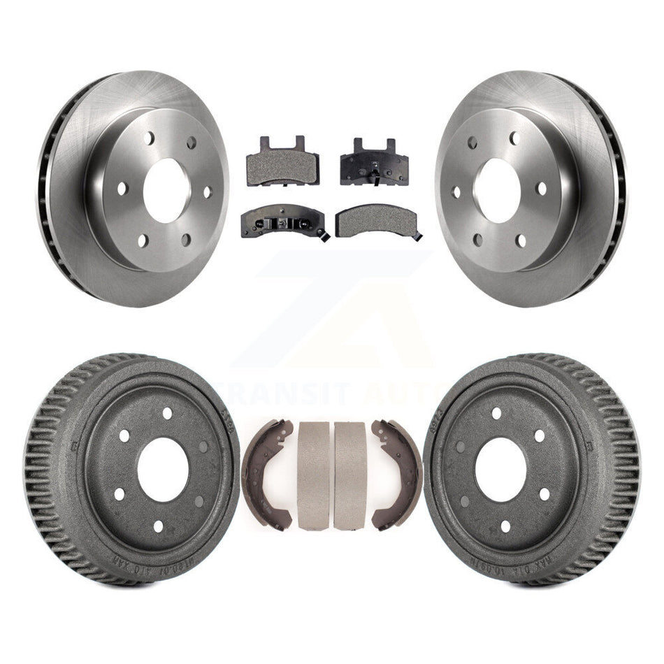 Front Rear Disc Brake Rotors Ceramic Pads And Drum Kit For 1995-1997 GMC Yukon 2 doors with 4WD DIESEL engine With 10" Diameter K8T-103506