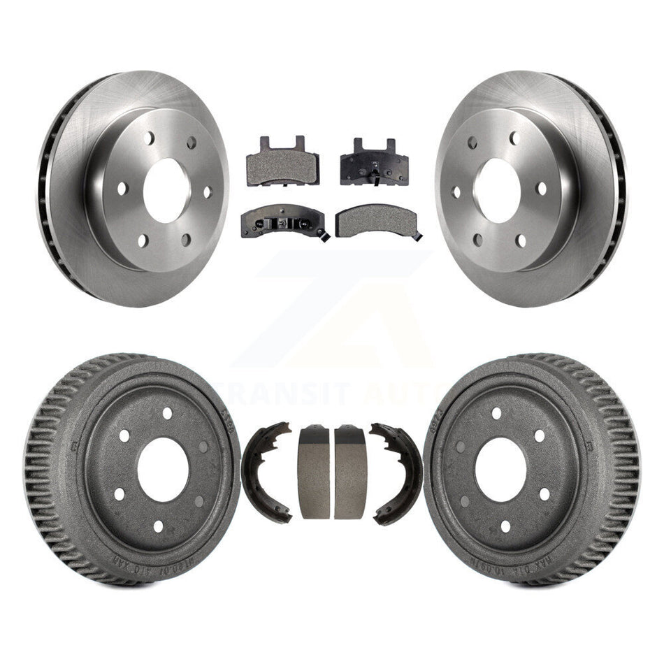 Front Rear Disc Brake Rotors Ceramic Pads And Drum Kit For 1995-1997 GMC Yukon 2 doors with 4WD DIESEL engine With 11" Diameter K8T-103507