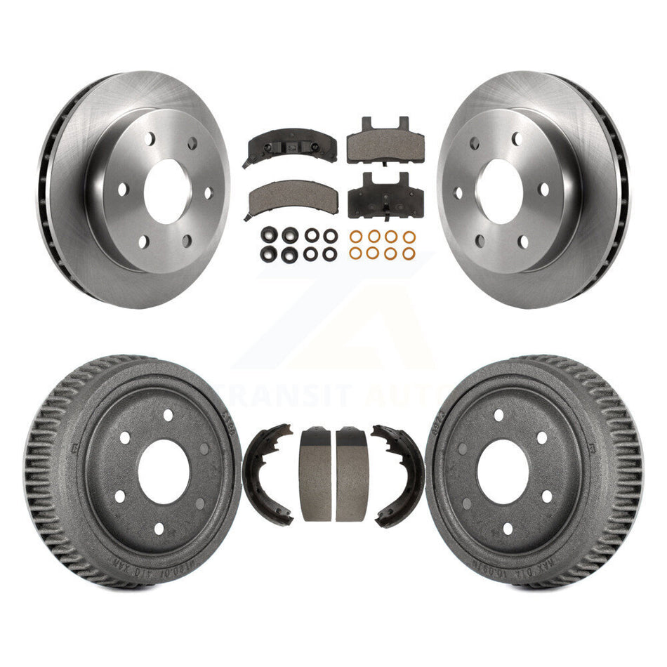 Front Rear Disc Brake Rotors Ceramic Pads And Drum Kit For 1995-1997 GMC Yukon 2 doors with 4WD GAS engine With 11" Diameter K8T-103509
