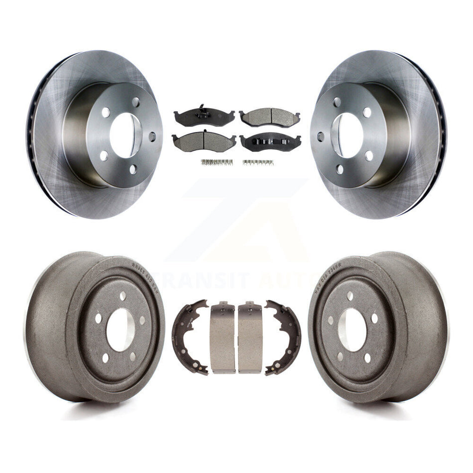 Front Rear Disc Brake Rotors Ceramic Pads And Drum Kit For Jeep Wrangler Cherokee K8T-103516