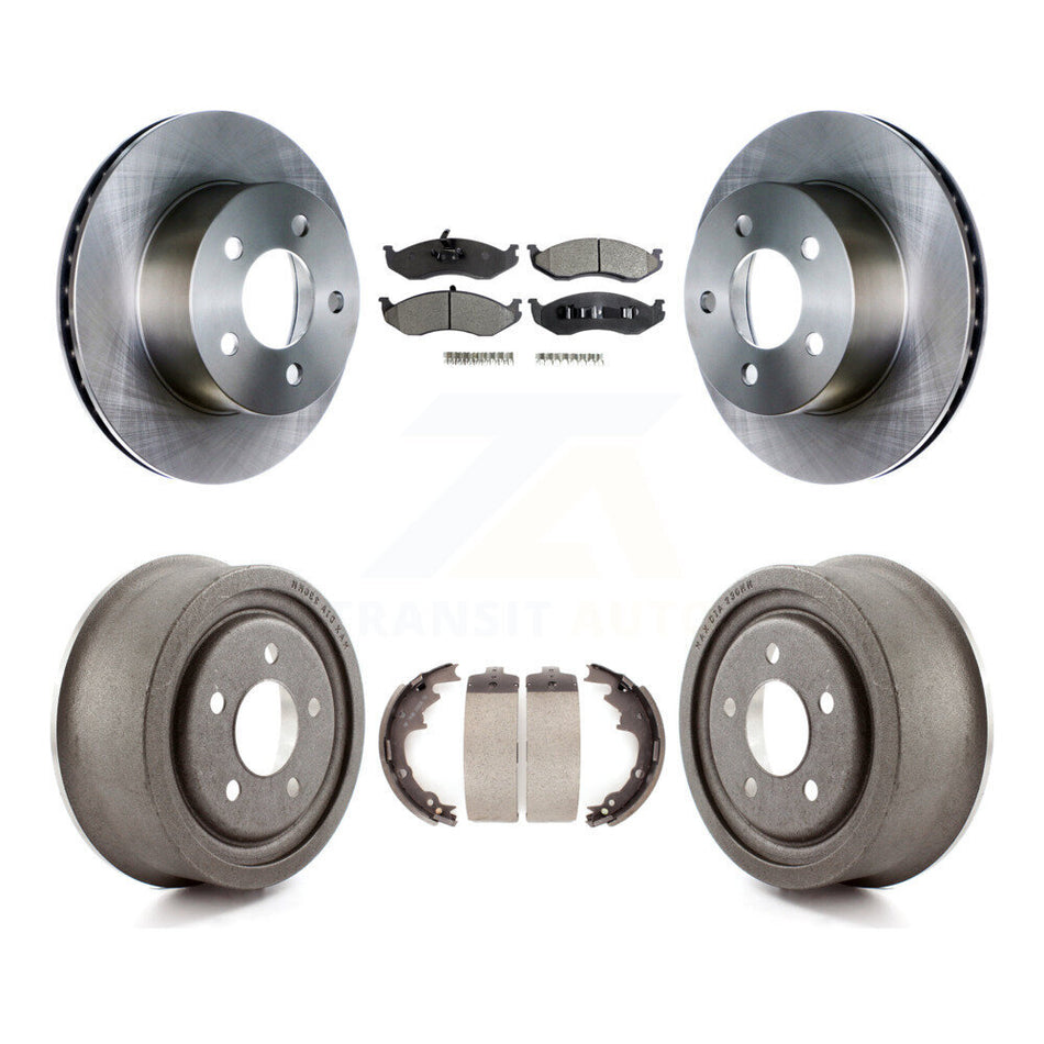 Front Rear Disc Brake Rotors Ceramic Pads And Drum Kit For Jeep TJ K8T-103517