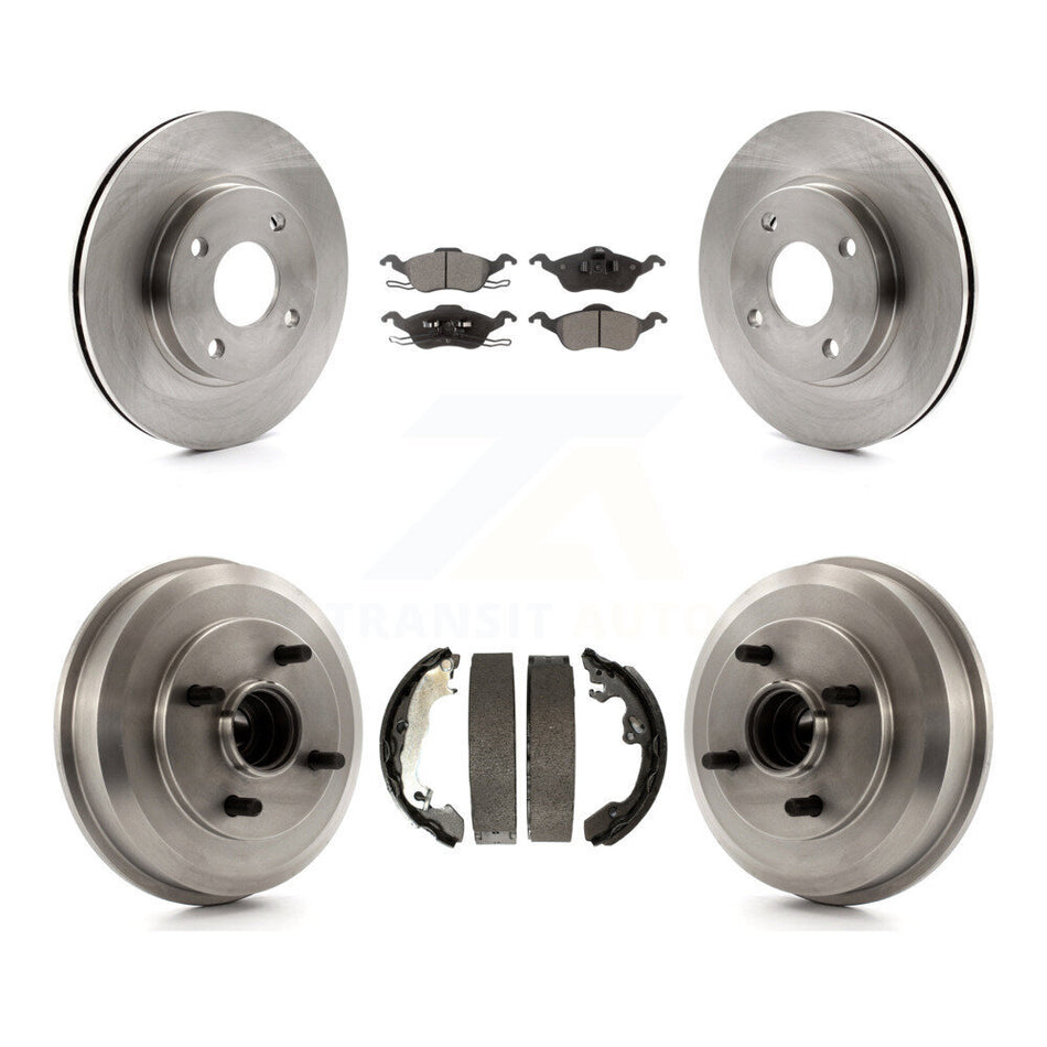 Front Rear Disc Brake Rotors Ceramic Pads And Drum Kit For Ford Focus Wheel Bearing Includes K8T-103535