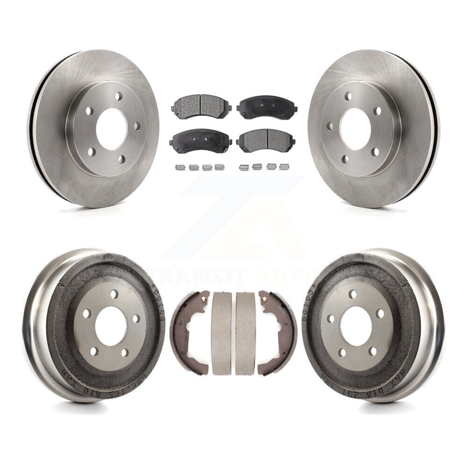 Front Rear Disc Brake Rotors Ceramic Pads And Drum Kit For 2001-2005 Pontiac Aztek FWD with rear brakes K8T-103545