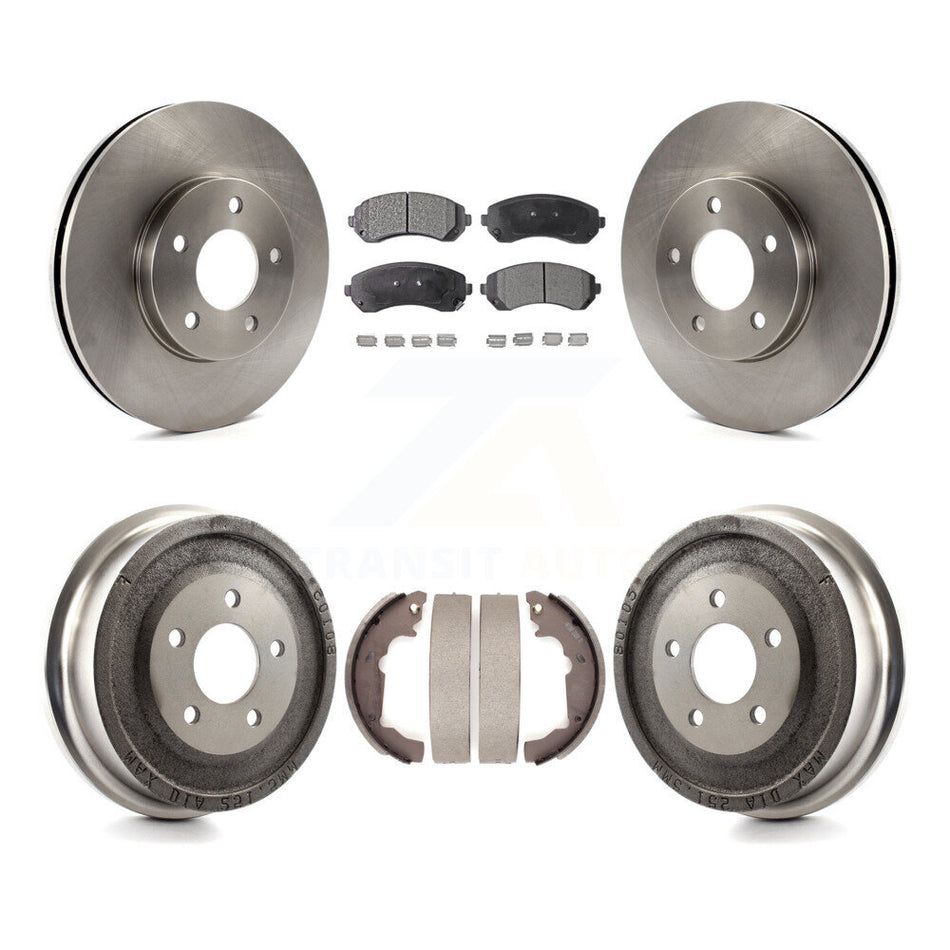 Front Rear Disc Brake Rotors Ceramic Pads And Drum Kit For 2001-2005 Pontiac Aztek AWD with rear brakes K8T-103546