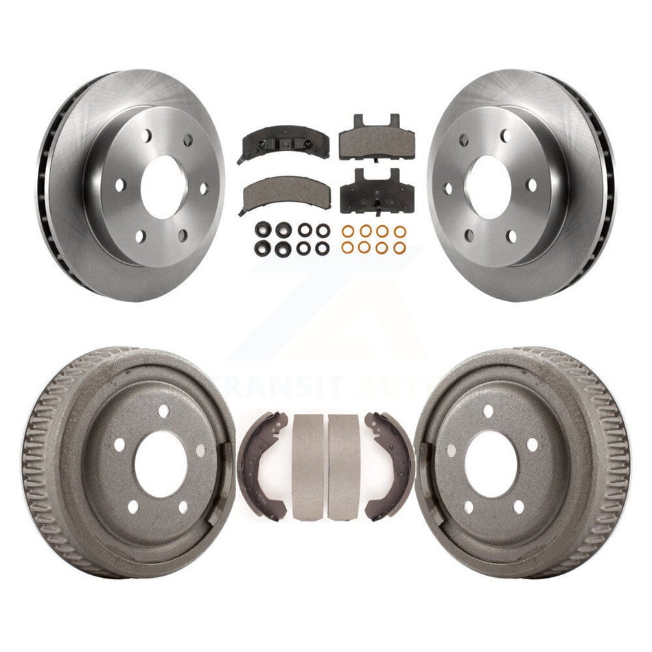 Front Rear Disc Brake Rotors Ceramic Pads And Drum Kit For GMC Yukon 4WD With 10" Diameter 5 Lug Wheels K8T-103571