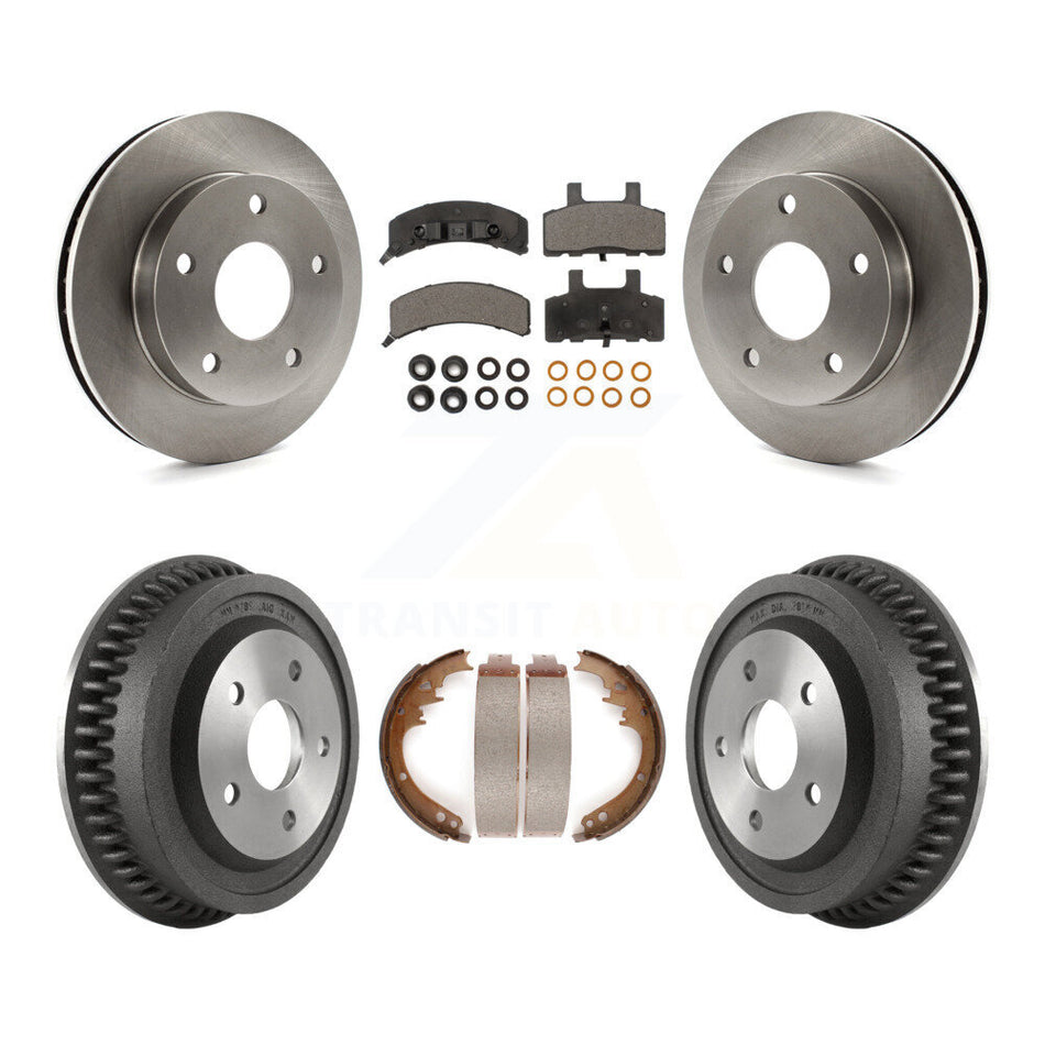 Front Rear Disc Brake Rotors Ceramic Pads And Drum Kit For 1994-1999 Dodge Ram 1500 4WD K8T-103572