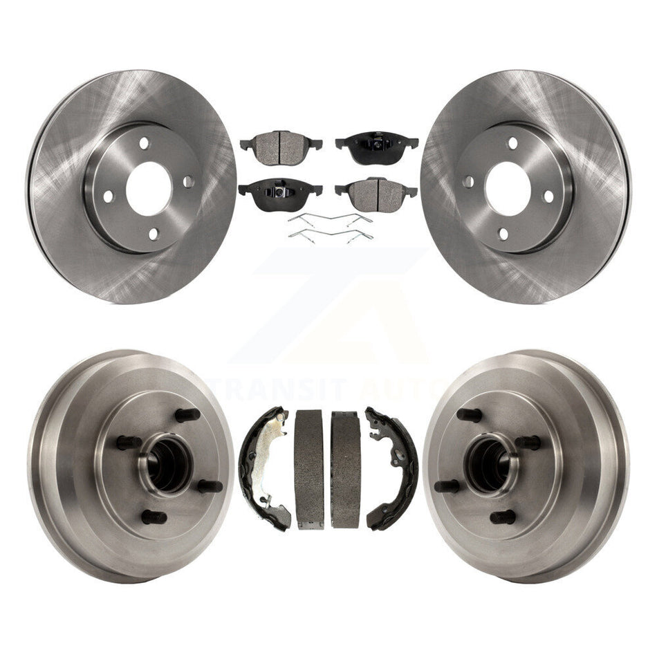 Front Rear Disc Brake Rotors Ceramic Pads And Drum Kit For 2005-2007 Ford Focus Wheel Bearing Includes K8T-103626