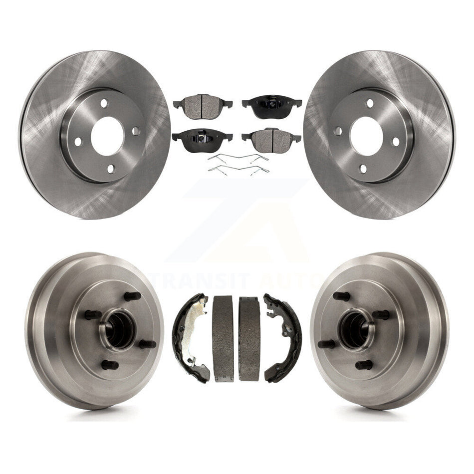 Front Rear Disc Brake Rotors Ceramic Pads And Drum Kit For 2005-2007 Ford Focus Wheel Bearing Includes K8T-103626